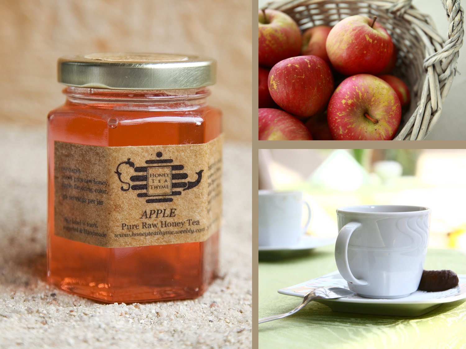 Pure Raw Honey Tea APPLE flavored 5 oz. Holiday tea and honey. summer ice tea.