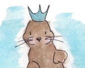 Children Art Print. Otter Prince. PRINT 5X7. Nursery Art Home Decor