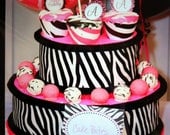 Cake Pop Stand Pink Zebra Print CupCake stand/Topper Centerpiece display/Party/Table Decoration 12"