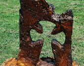 Hand carved celtic cross in weeping willow burl