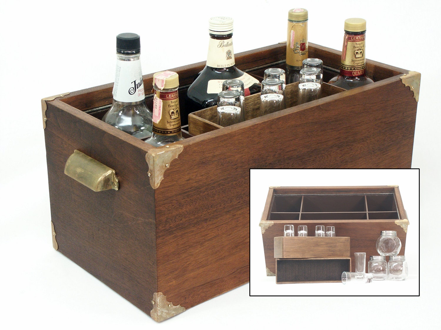 LIQUOR CADDY, Liquor Box, Stash Box from vintage speaker plus accessories