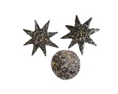 Black and Silver Glitter Stars and Moon Hair Clip Set