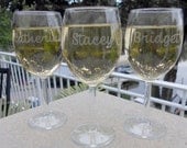 12 Personalized Wine Glasses: Laser Engraved Bridesmaid Gift, Birthday Gift, Shower Favor & More