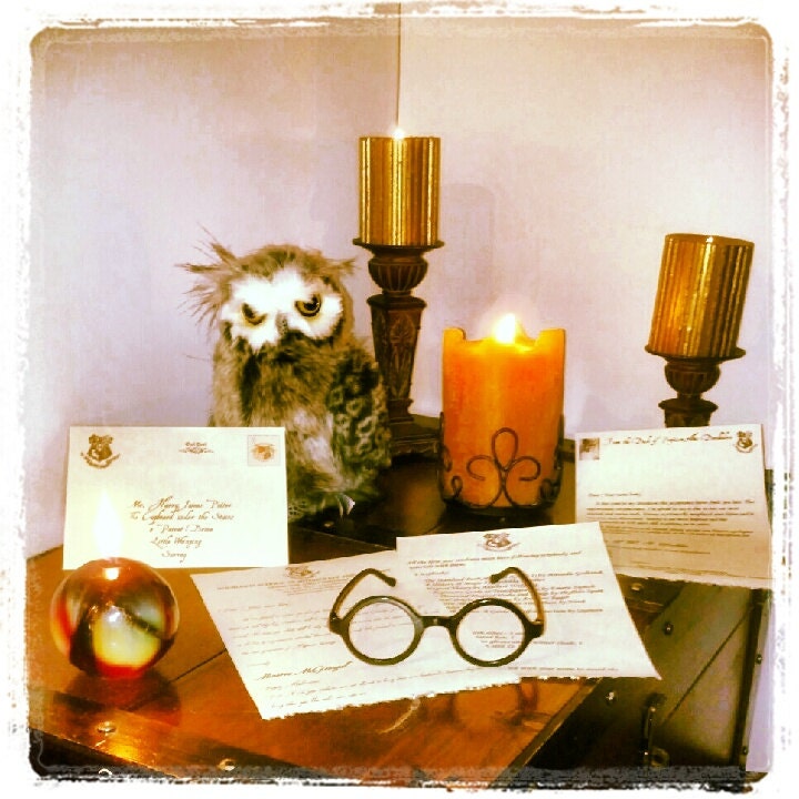 Deluxe Harry Potter Acceptance letter to Hogwarts with stuffed delivery owl. Includes a Personal note from Dumbledore.