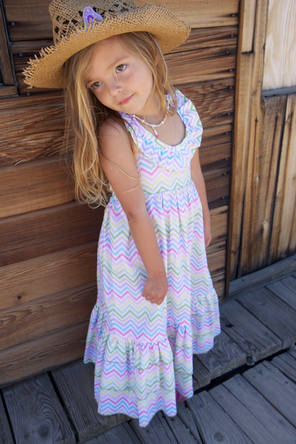 Summer Zig-Zag Pastel Print Maxi Dress