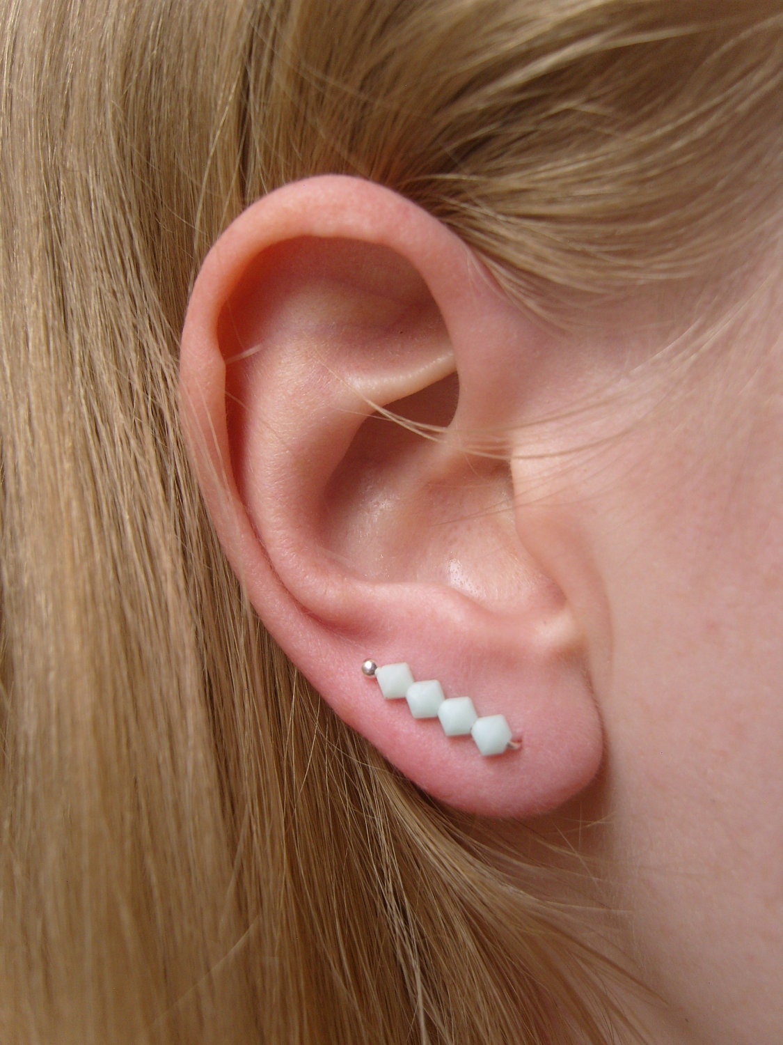 Mint Stud Earrings, Crystal Ear Pins, Swarovski Jewelry, Fashion Jewelry UK