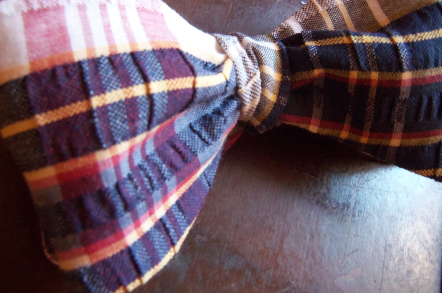 Preppy Peter - Mens/Boys Adjustable Self-Tie Bow Tie in Blue and White Plaid Fabric