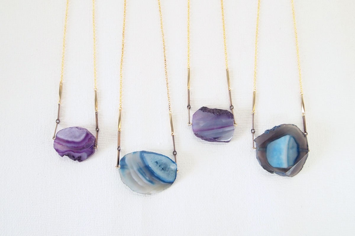 Statement Necklace : Autumn Fashion - Raw Agate Necklace, gifts for her