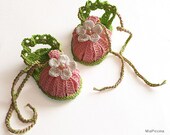 Baby pink crochet summer sandals / size 0-3M