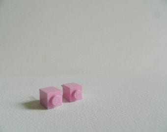 Single Square Pink Lego Earrings