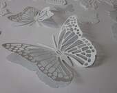 3D paper butterfly wall art in ivory with soft blue/green vintage style design paper --- Make a sunburst or cute nursery decor