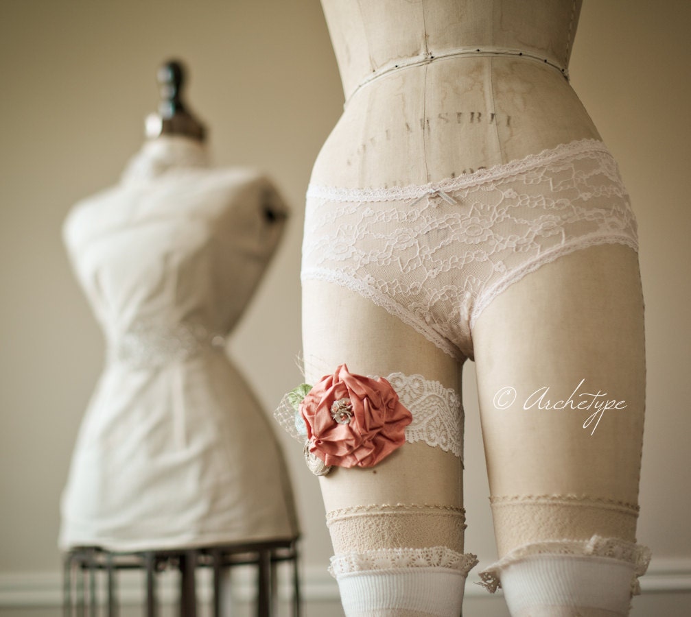 Vintage Inspired Wedding Garter- Heirloom Bridal Gift