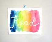 Read wall art watercolor painting dorm decor colorful print classroom art kids wall art library back to school