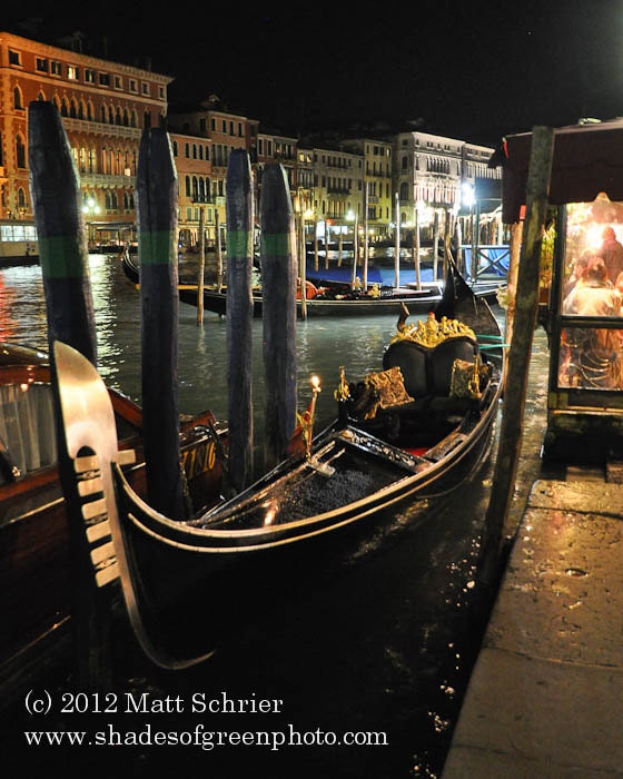 Venice Italy Art Print - "Gondola at Night" - 11x14 Fine Art Photo Photograph, Grand Canal