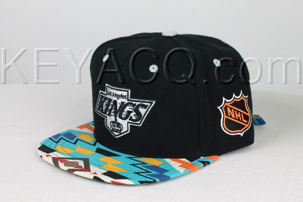 Custom Los Angeles Kings Strapback, Turquoise Aztec Design