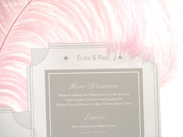 Wedding MENU: Vancouver (Art Deco, Geometric, Grey) Wedding Event, Reception or Party Menu DEPOSIT order