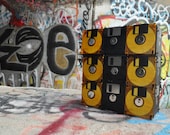 Orange and Black Stripped floppy disk bag, for the eco-chic geek