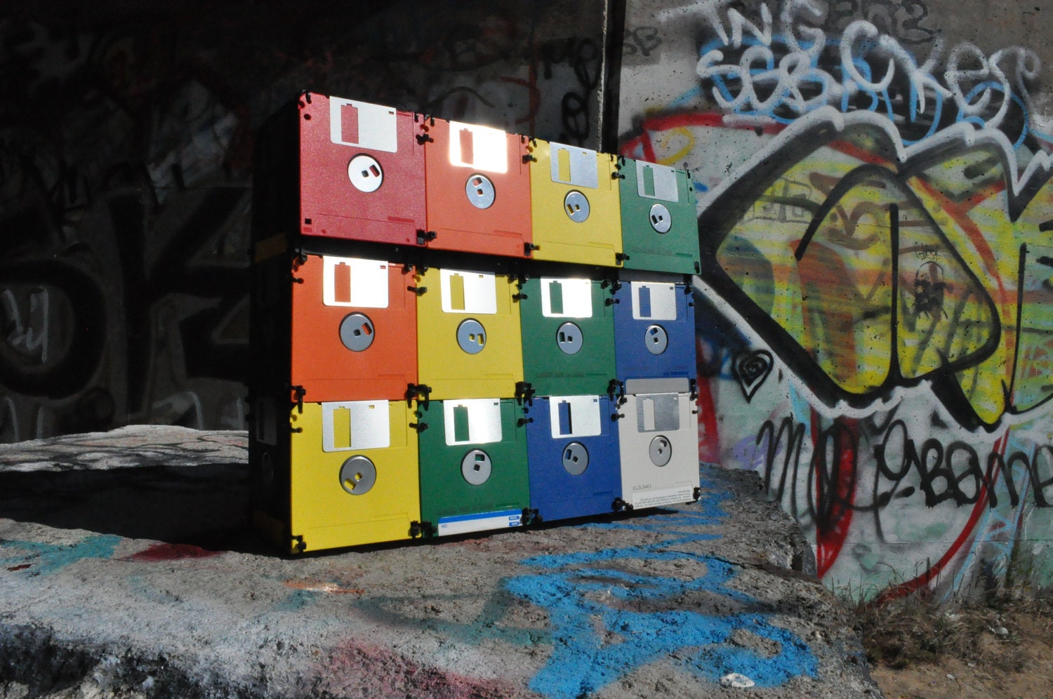 Rainbow Floppy Disk Bag for the Eco-Chic Nerd or Geek