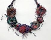 Handmade crochet necklace with wooden beads OOAK