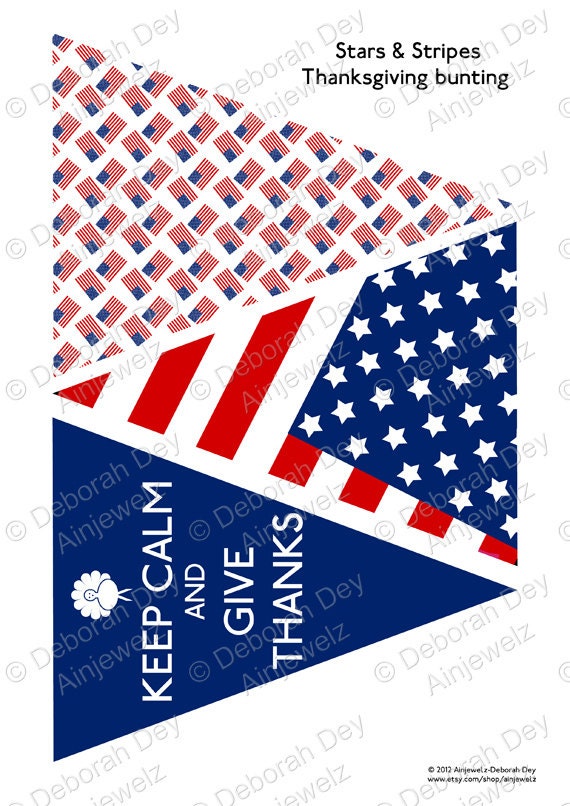 Digital Download -  Stars and Stripes Thanksgiving Bunting Garland TEXT can be changed
