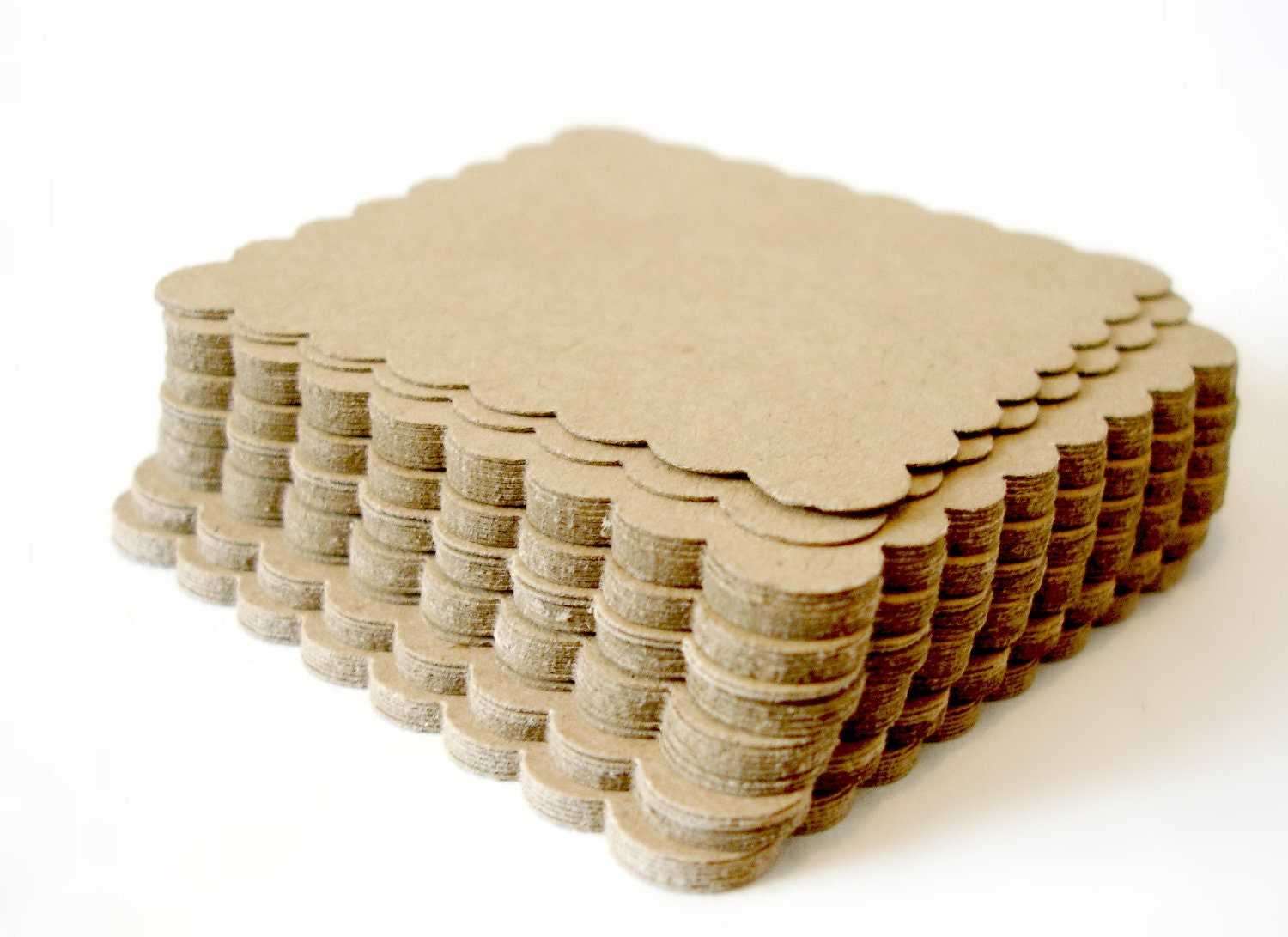 2inch kraft scalloped square die cuts embellishment tags thank yous packaging label 2 1/2 dozen