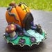 Ultra tiny 1" halloween bottlecap scene pumpkin house with black cat