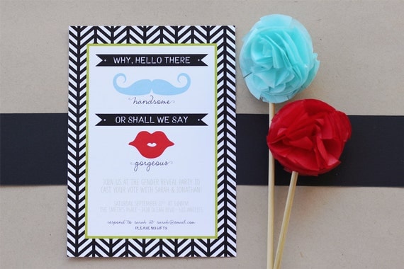 Baby Gender Reveal Party - Little Miss or Mister Invite - PRINTABLE Il_570xn