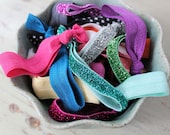 Hair Tie Grab Bag - assortment of 15 regular and glitter hair ties - ponytail holders - elastic hair ties
