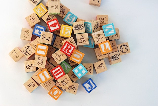Lot of Wooden Letters, Vintage Wooden Blocks, Gift For Writer, Under 20, KID Toys Wooden, Christmas Blocks, Stocking Stuffer