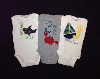 Month-by-Month Nautical Onesies (1-3 Months)