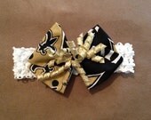 NFL New Orleans Saints Headband Hair Bow Baby Girl