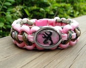 Rose Pink/Multi Cam Paracord Bracelet with a Pink Camo Buck Image Charm-Wrist Measurement REQUIRED Please Read Listing Details