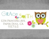 Set of 90 Return Address Labels - Cute owl