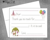 Kids Fill In Thank you Cards - Balloons and Presents