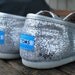 Silver Glitter Black Mustache TOMS shoes