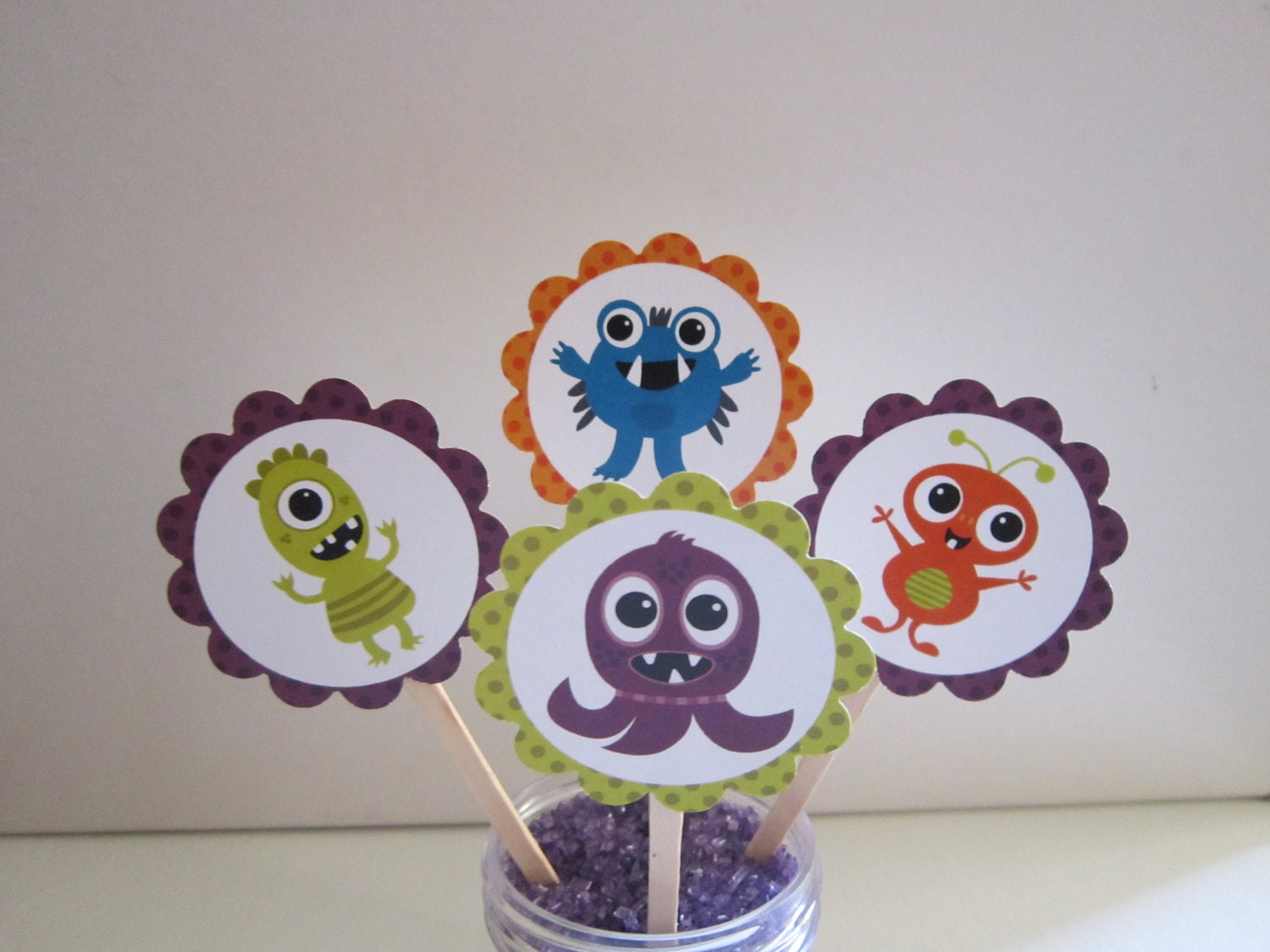 12 Monster Cupcake Toppers & 12 Cupcake Baking Liners Il_570xn