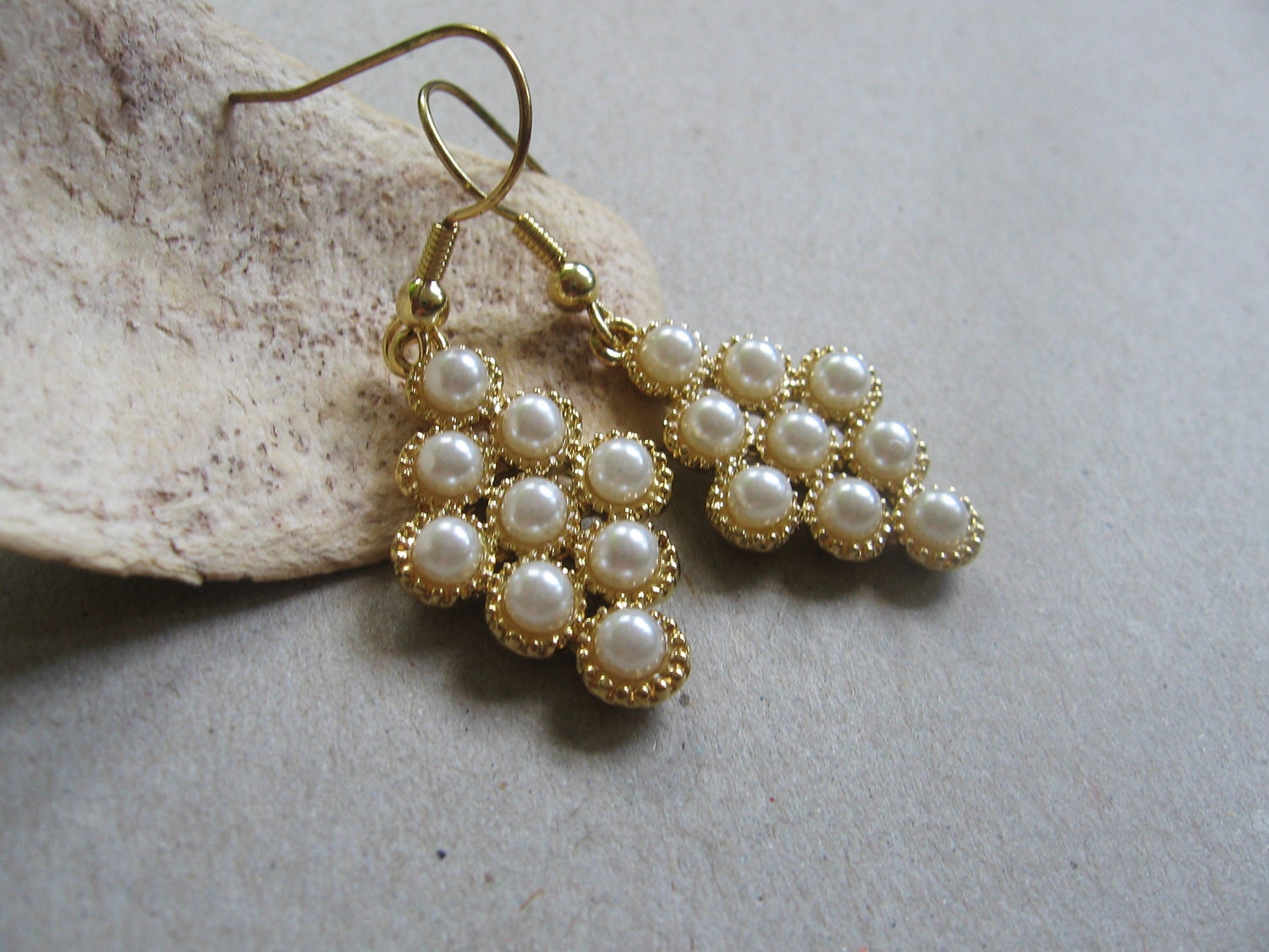 Grape dangle earrings- glass pearl earrings- cottage chic pearls- fall fashion