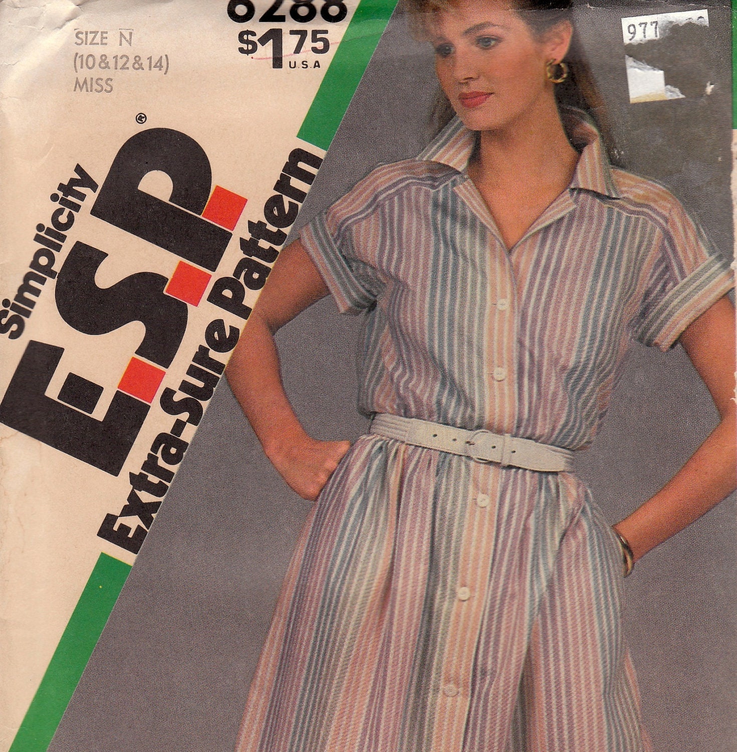 Button Front Dress Pattern Simplicity 6288 Sizes 10 - 14 Uncut