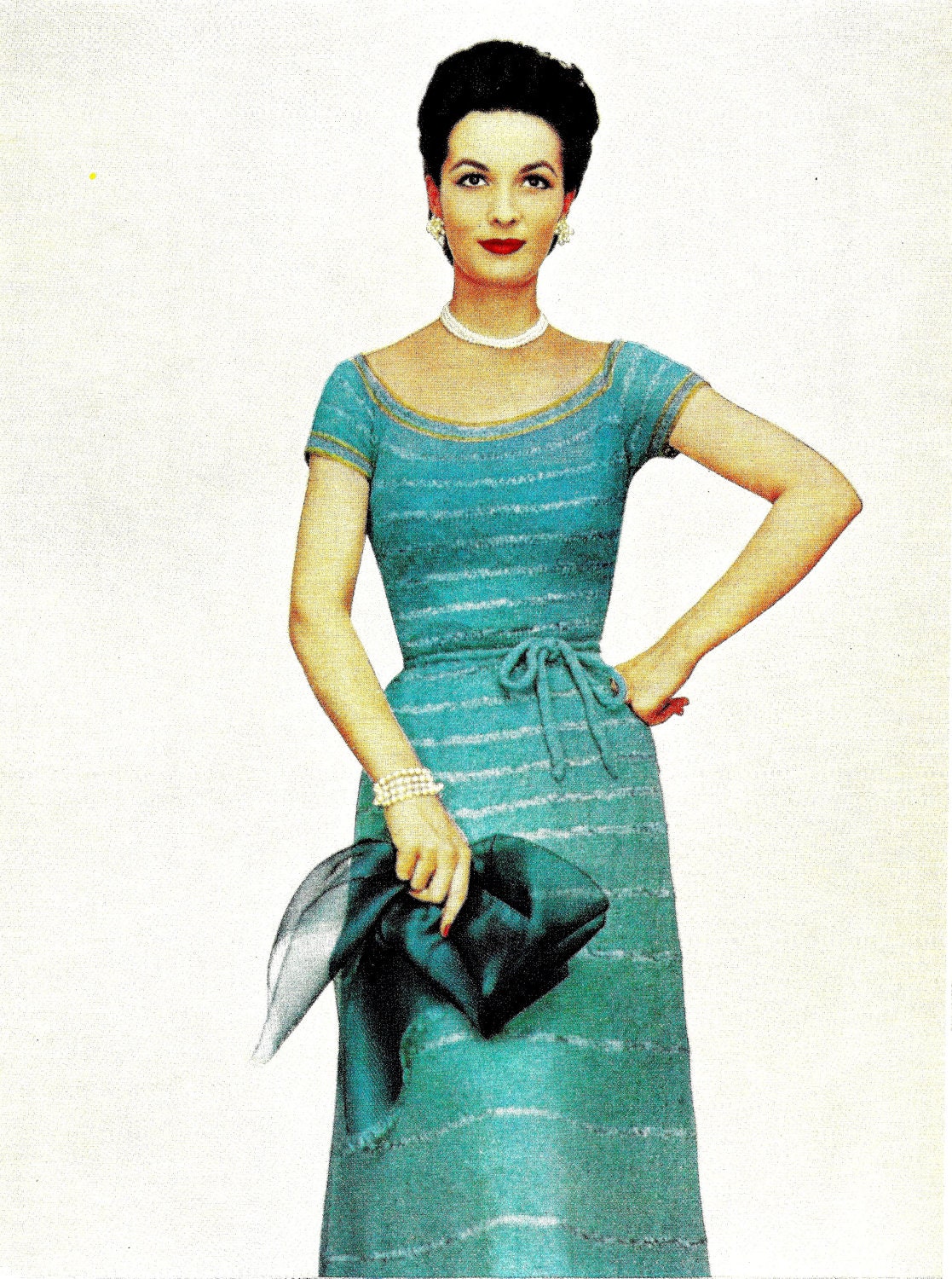 1950s Cocktail Dress in Ribbon and Yarn - Knit PDF pattern 0121