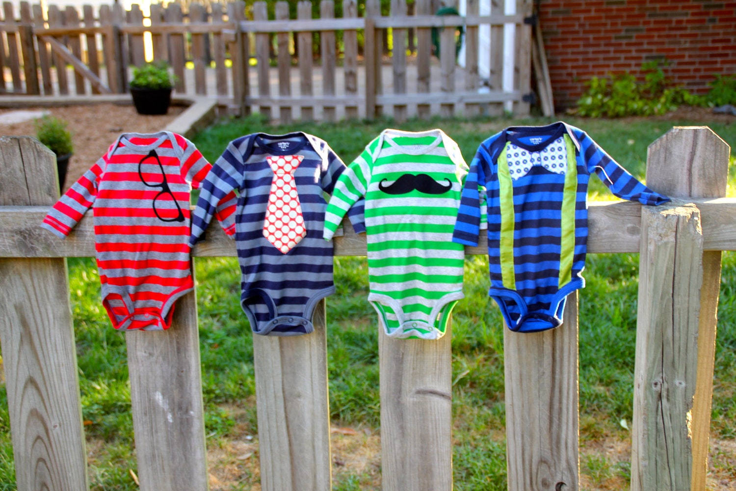 Baby Boy Onesie Gift Set--Tie, Glasses, Mustache and Bow Tie Suspenders Onesies