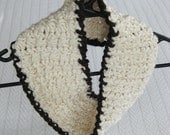 Crochet Mobius Cowl Organic Cotton Cream and Brown