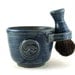 Mens Shaving Set, Blue Mustache Shave Mug, Black Badger Hair Shave Brush and Shave Soap, Shaving Bowl, Gift for Men, Best Man, Father's Day