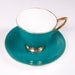 Vintage Royal Albert Footed Teacup Teal and Gold Bone China England Gaiety