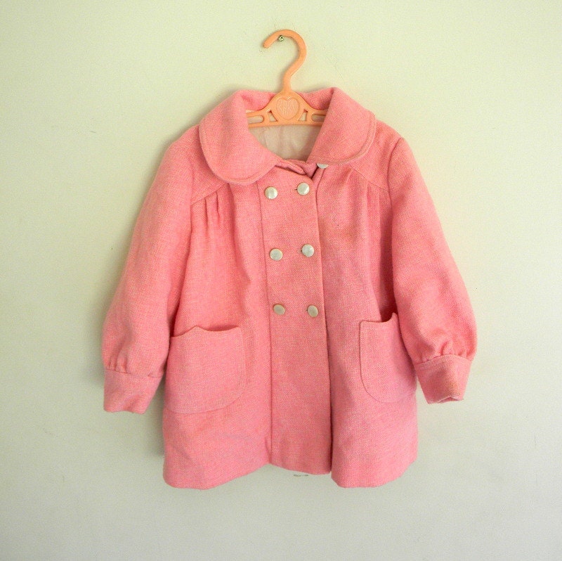 Girls Vintage Coat, Pink Coat Size 3 Sale 25% OFF