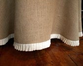 102" Round Burlap Round Table Cloth With a Pleated White Linen Ruffle