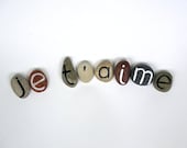 8 Magnets Custom Letters or Je T'Aime (I Love You in French) Quote, Beach Pebbles, Inspirational Words, Gift Ideas, Sea Stones, Rocks