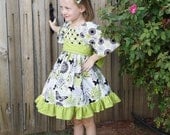 Boutique Girls Party Dress Easter Dress Birthday Childrens Clothing Twirly Girly Peasant Dress Boutique Hairbow 6-12m 18m 2t 3t 4t 5 6