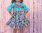 Boutique Girls Party Dress Birthday Dress Childrens Fall Clothing Twirly Girly Peasant Dress Boutique Hairbow 6-12m 18m 2t 3t 4t 5 6