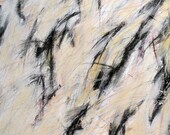 Untitled, 8-16-12  (abstract painting, black, pastel, white, ivory, yellow, cream, blue, gray)