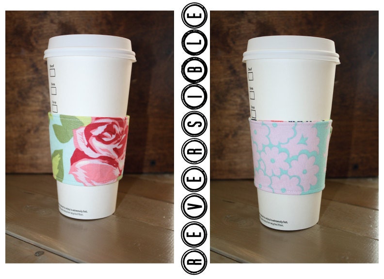 Reversible Coffee Cozy Coffee Sleeve: Amy Butler Fabric